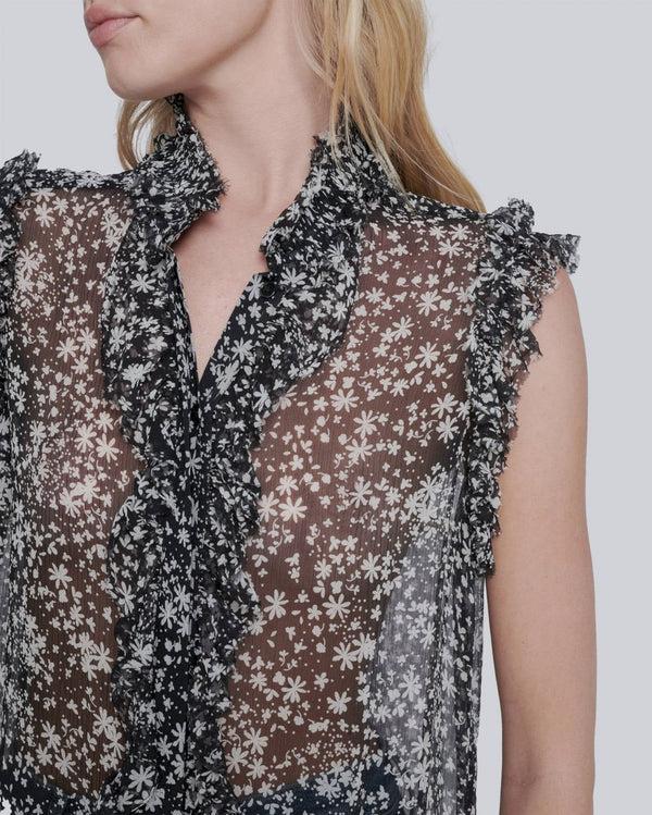 7 For All Mankind Sleeveless Ruffle Top Tops