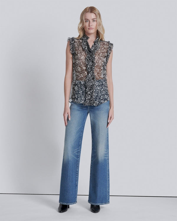 7 For All Mankind Sleeveless Ruffle Top Tops