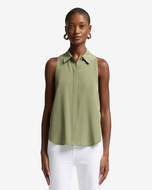 7 For All Mankind Sleeveless Silk Button Down Tops
