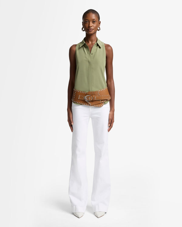 7 For All Mankind Sleeveless Silk Button Down Tops