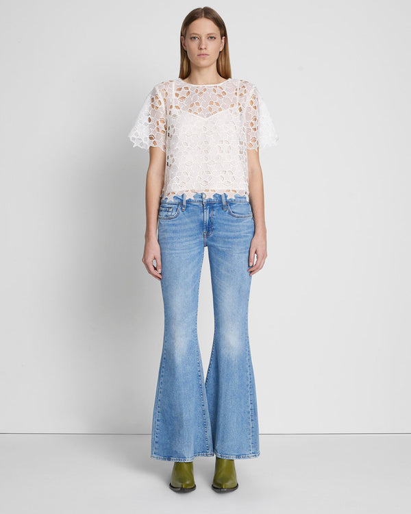 7 For All Mankind Star Lace Cropped Tee Tops