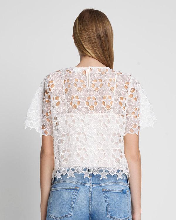 7 For All Mankind Star Lace Cropped Tee Tops