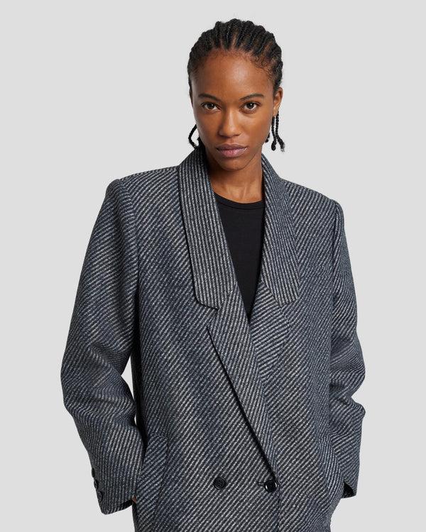 7 For All Mankind Striped Two Tone Coat Jackets