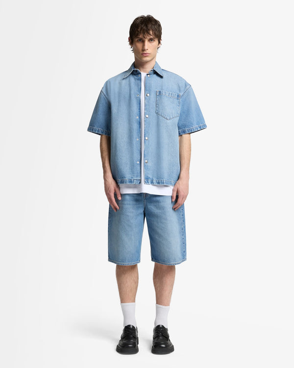 7 For All Mankind Wide Leg Denim Short Shorts