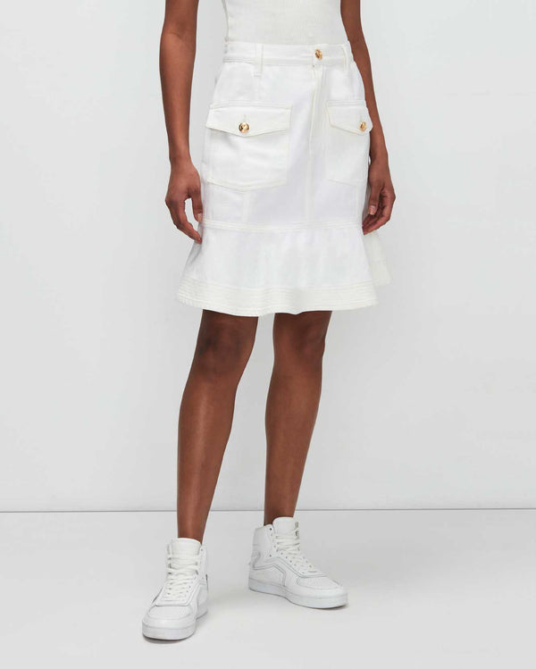 7 For All Mankind Broken Twill Flounce Skirt White Skirts