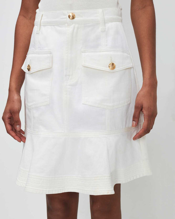 7 For All Mankind Broken Twill Flounce Skirt White Skirts