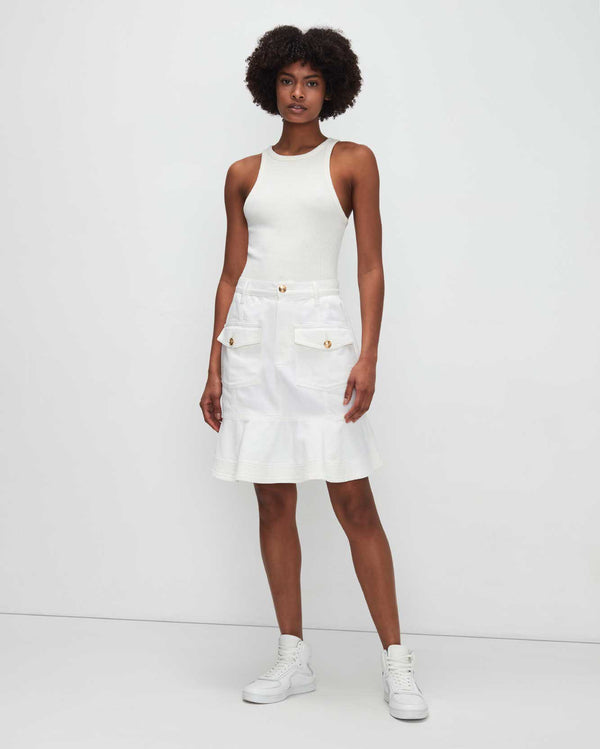 7 for all mankind Broken Twill Flounce Skirt White Skirts