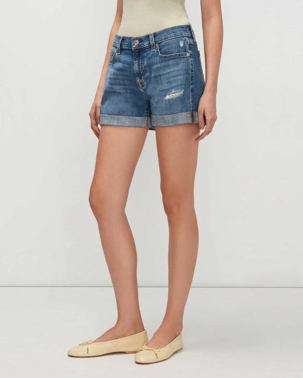 7 For All Mankind Broken Twill Mid Roll Short Shorts