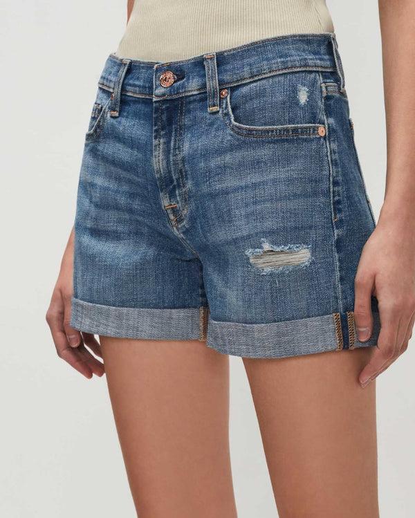 7 For All Mankind Broken Twill Mid Roll Short Shorts