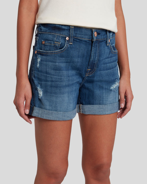 7 For All Mankind Broken Twill Mid Roll Short Shorts