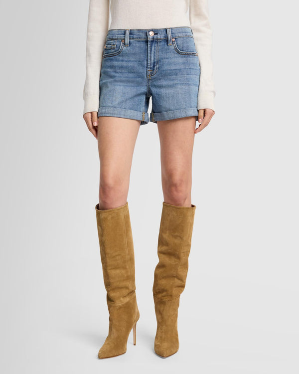 7 For All Mankind Broken Twill Mid Roll Short Shorts