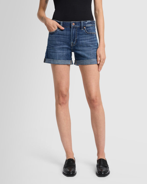 7 For All Mankind Broken Twill Mid Roll Short Shorts