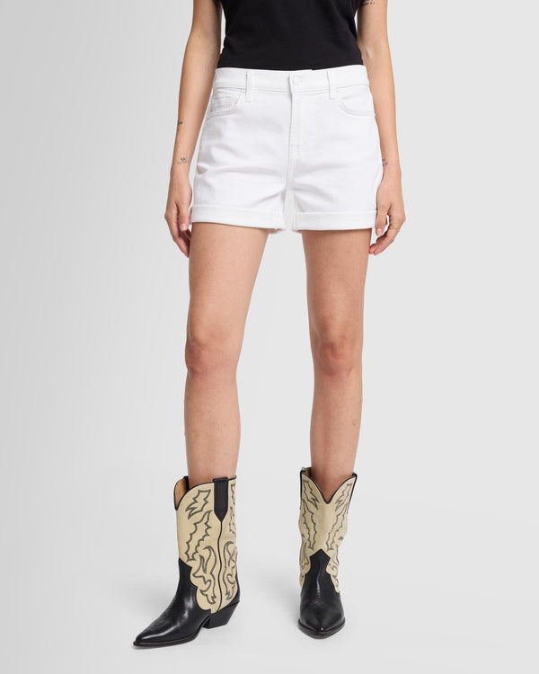 7 For All Mankind Broken Twill Mid Roll Short Shorts