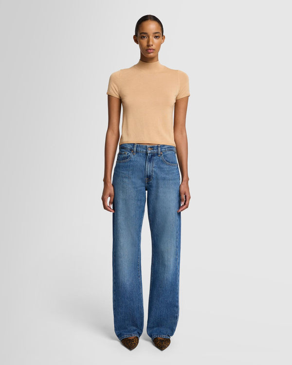 7 For All Mankind Cashmere Mock Neck Short Sleeve Sweater Sweaters