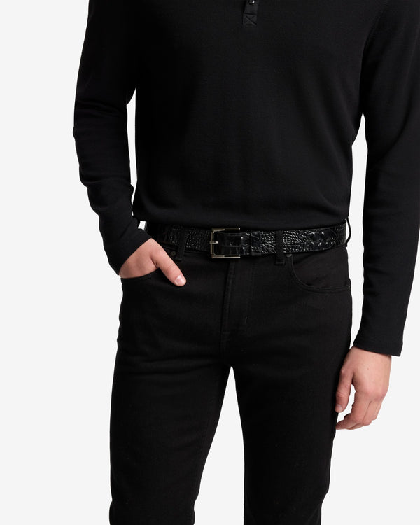 7 For All Mankind Croc Embossed Italian Leather Belt Accessories