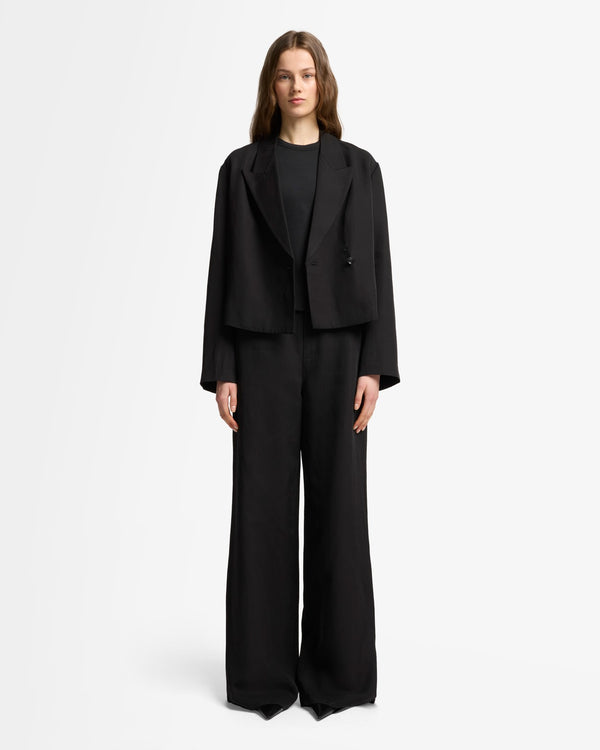 7 For All Mankind Cropped Linen Blend Blazer Jackets