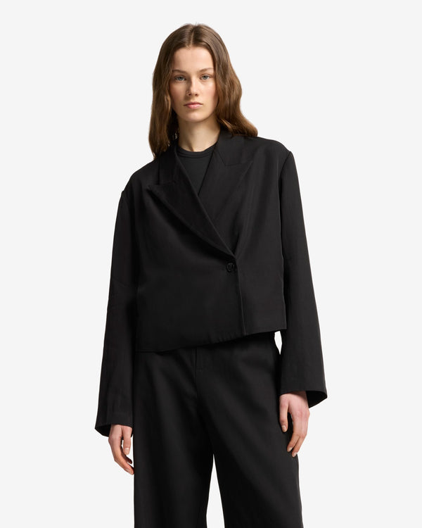 7 For All Mankind Cropped Linen Blend Blazer Jackets