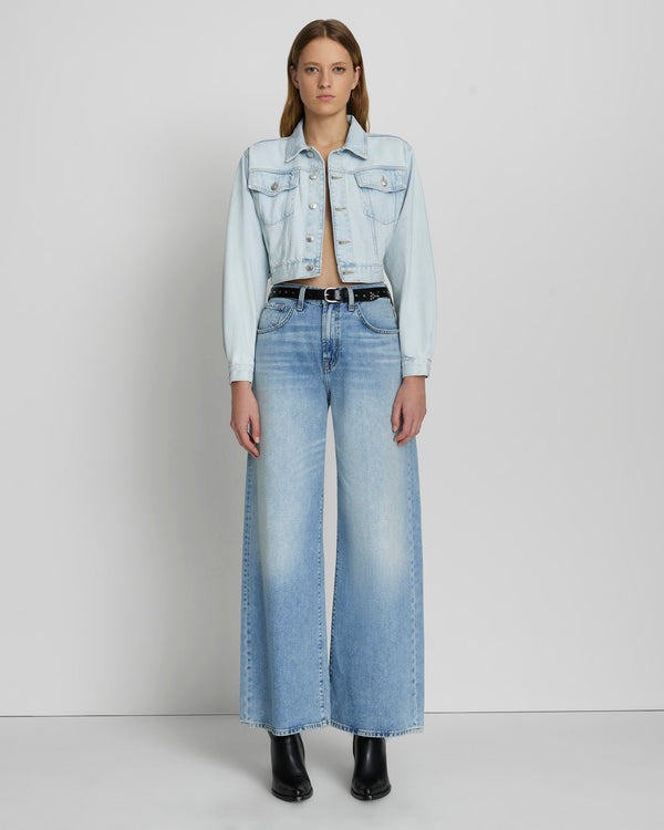 7 For All Mankind Cropped Trucker Jacket Denim Jackets