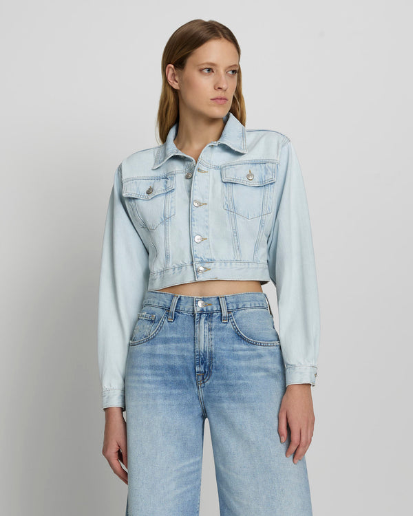 7 for all mankind Cropped Trucker Jacket Denim Jackets