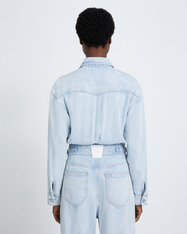 7 For All Mankind Denim Lustre Balloon Sleeve Jumpsuit Jumpsuits