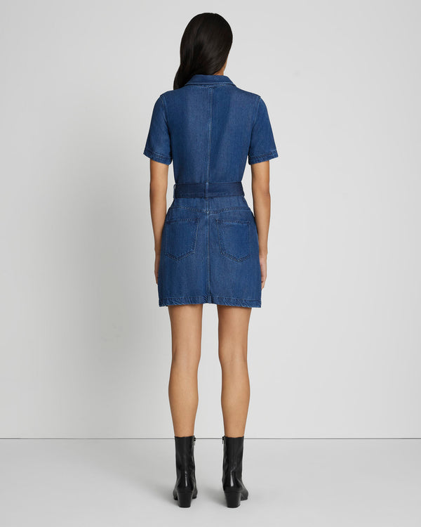 7 For All Mankind Denim Lustre Belted Shirtdress Dresses
