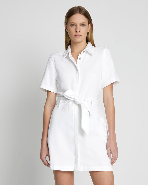 7 For All Mankind Denim Lustre Belted Shirtdress Dresses