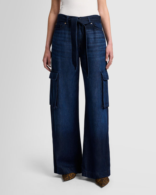 7 For All Mankind Denim Lustre Cargo Wide Leg Jeans