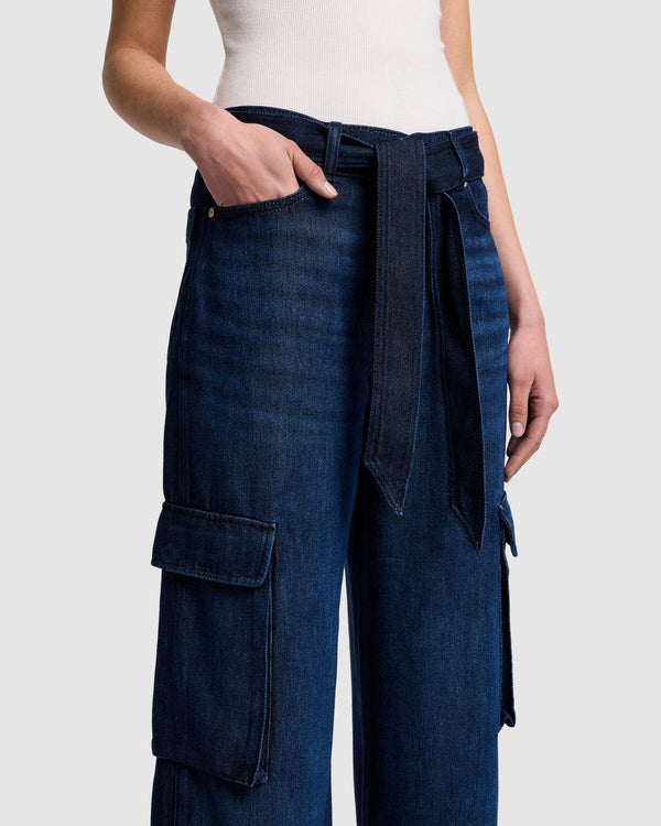 7 For All Mankind Denim Lustre Cargo Wide Leg Jeans