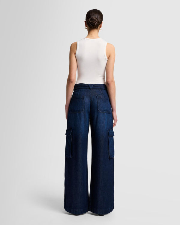 7 For All Mankind Denim Lustre Cargo Wide Leg Jeans