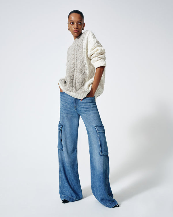 7 For All Mankind Denim Lustre Cargo Wide Leg Jeans