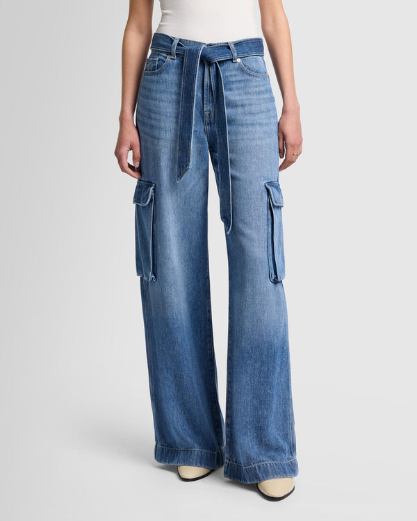 7 For All Mankind Denim Lustre Cargo Wide Leg Jeans