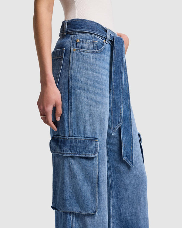 7 For All Mankind Denim Lustre Cargo Wide Leg Jeans