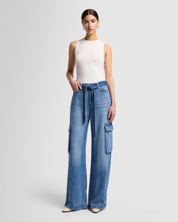 7 for all mankind Denim Lustre Cargo Wide Leg Jeans