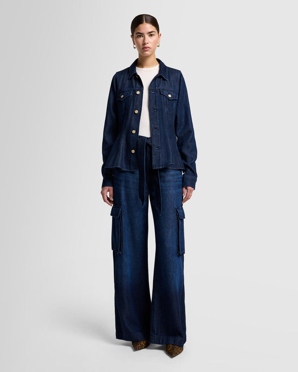 7 for all mankind Denim Lustre Cargo Wide Leg Jeans