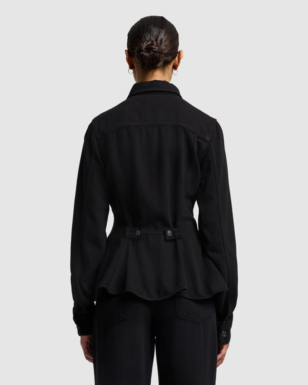 7 For All Mankind Denim Lustre Flounce Trucker Jacket Denim Jackets