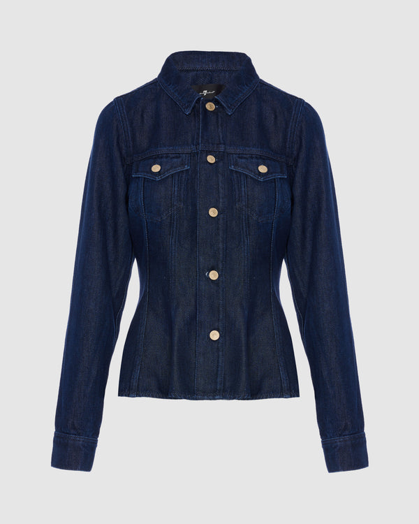 7 for all mankind Denim Lustre Flounce Trucker Jacket Denim Jackets