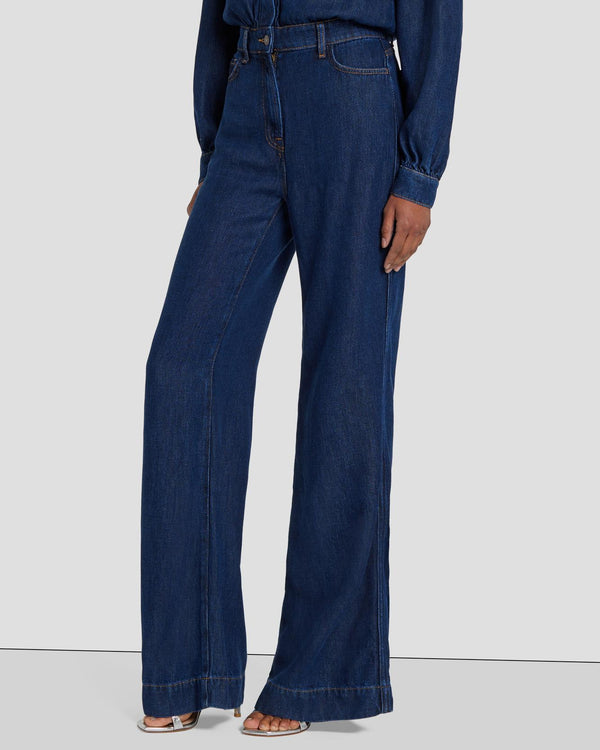 7 For All Mankind Denim Lustre Long Sleeve Jumpsuit Jumpsuits