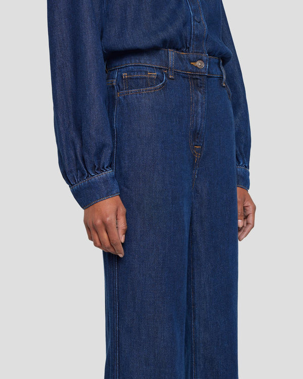 7 For All Mankind Denim Lustre Long Sleeve Jumpsuit Jumpsuits