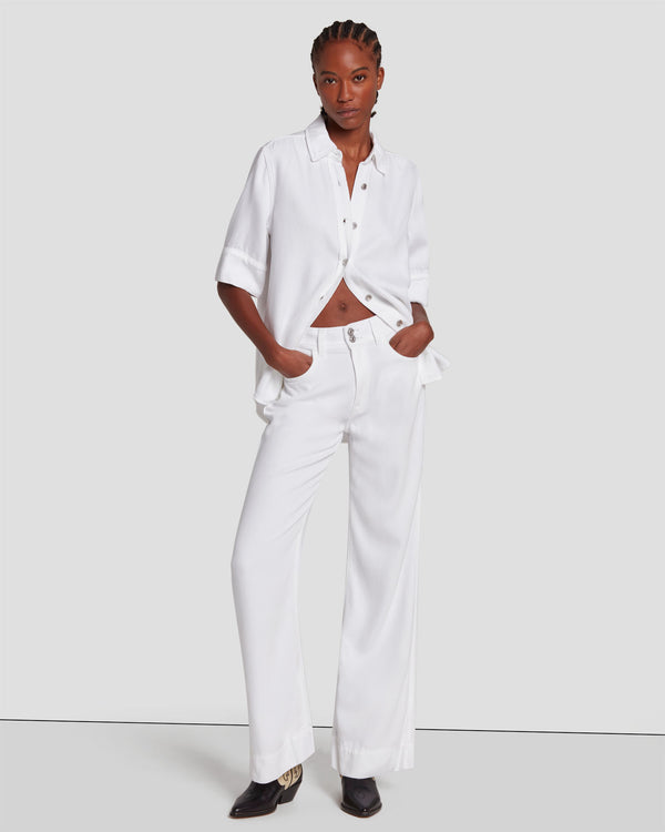 7 For All Mankind Denim Lustre Short Sleeve Shirt Tops