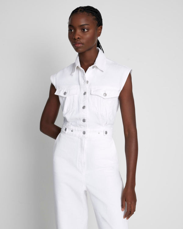 7 For All Mankind Denim Lustre Sleeveless Balloon Jumpsuit Jumpsuits