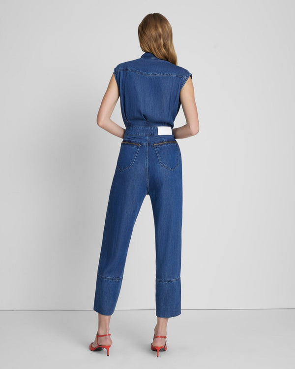 7 For All Mankind Denim Lustre Sleeveless Balloon Jumpsuit Jumpsuits