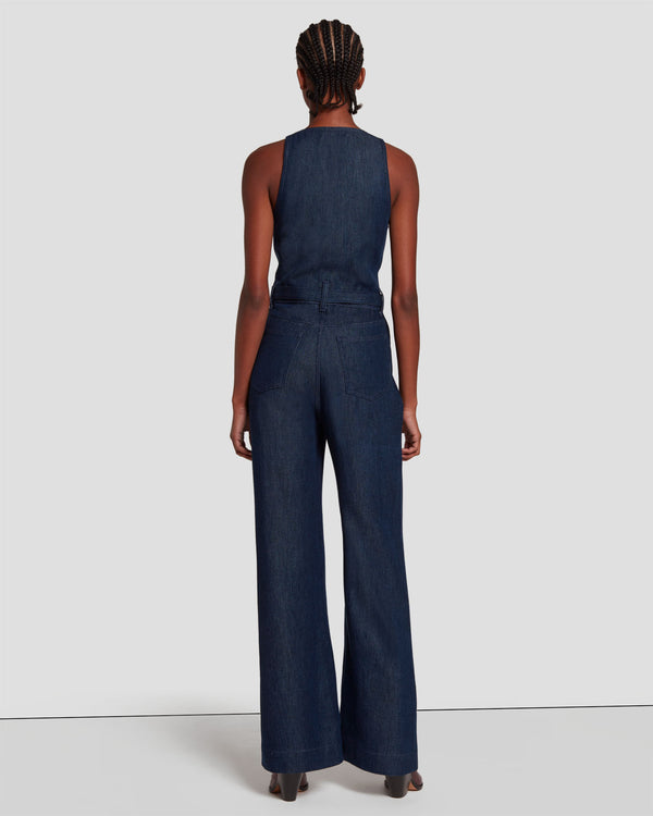 7 For All Mankind Denim Lustre Tailored Wide Leg Jumpsuit Jumpsuits