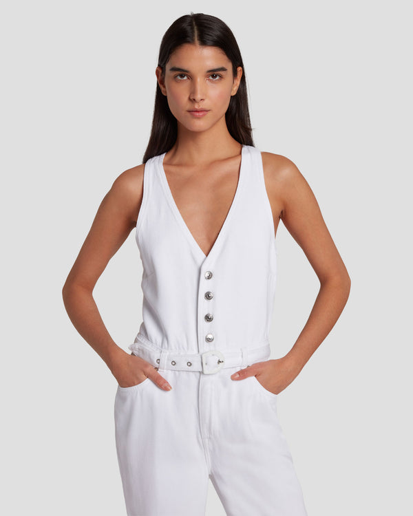 7 For All Mankind Denim Lustre Tailored Wide Leg Jumpsuit Jumpsuits