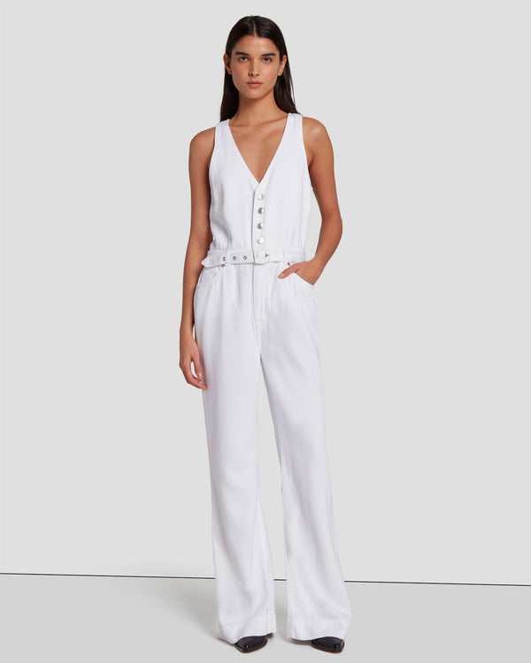 7 For All Mankind Denim Lustre Tailored Wide Leg Jumpsuit Jumpsuits