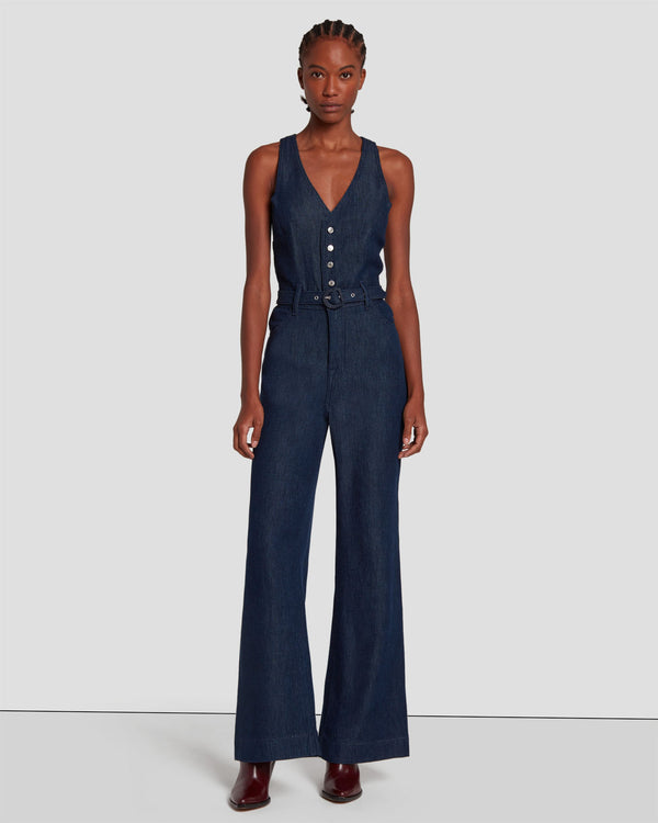 7 for all mankind Denim Lustre Tailored Wide Leg Jumpsuit Jumpsuits