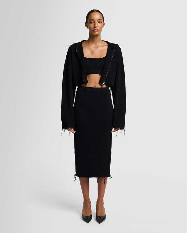 7 for all mankind Distressed Knit Midi Skirt Skirts