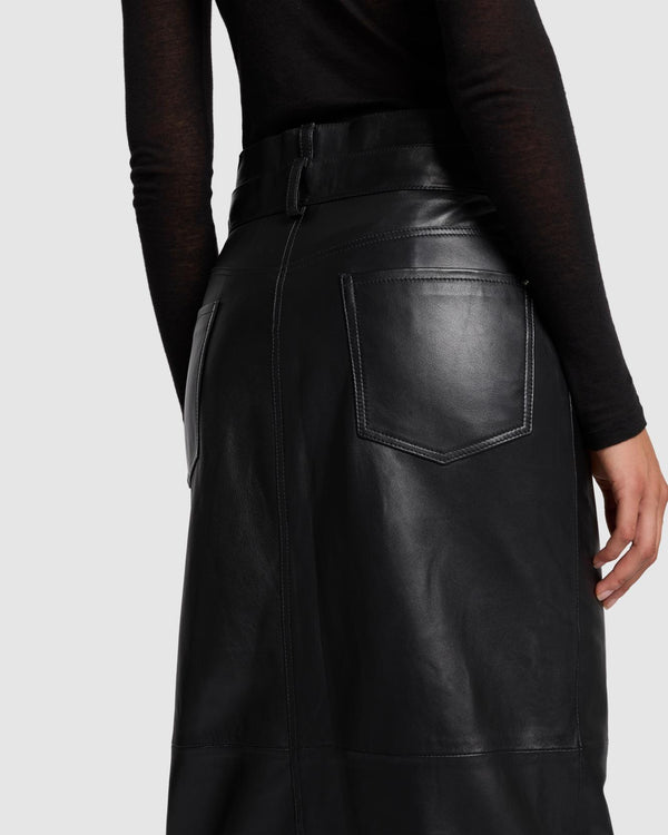 7 For All Mankind Double Waist Italian Leather Skirt Skirts