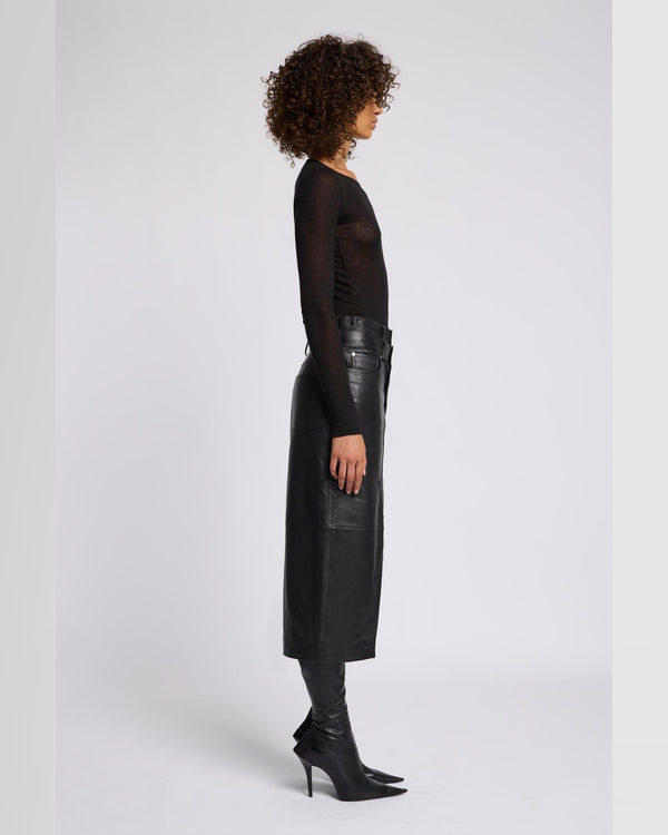 7 For All Mankind Double Waist Italian Leather Skirt Skirts