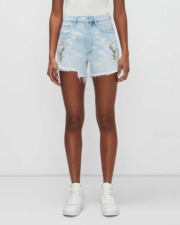 7 For All Mankind Easy Ruby Short With Distress And Embroidery Shorts