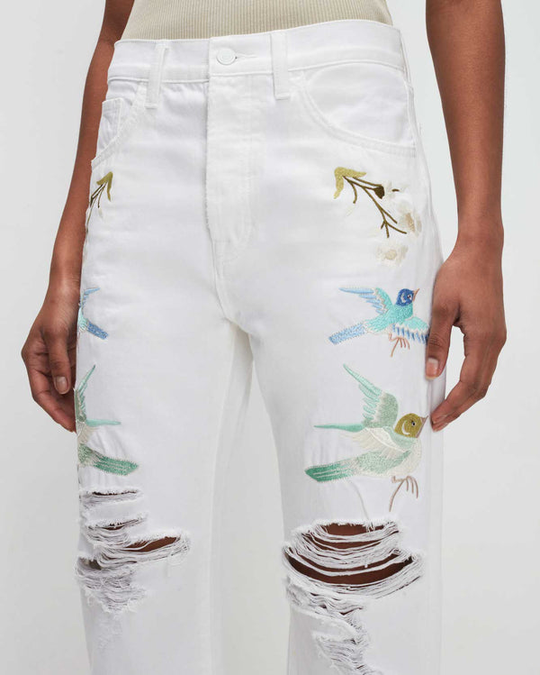 7 For All Mankind Easy Straight With Embroidery Jeans